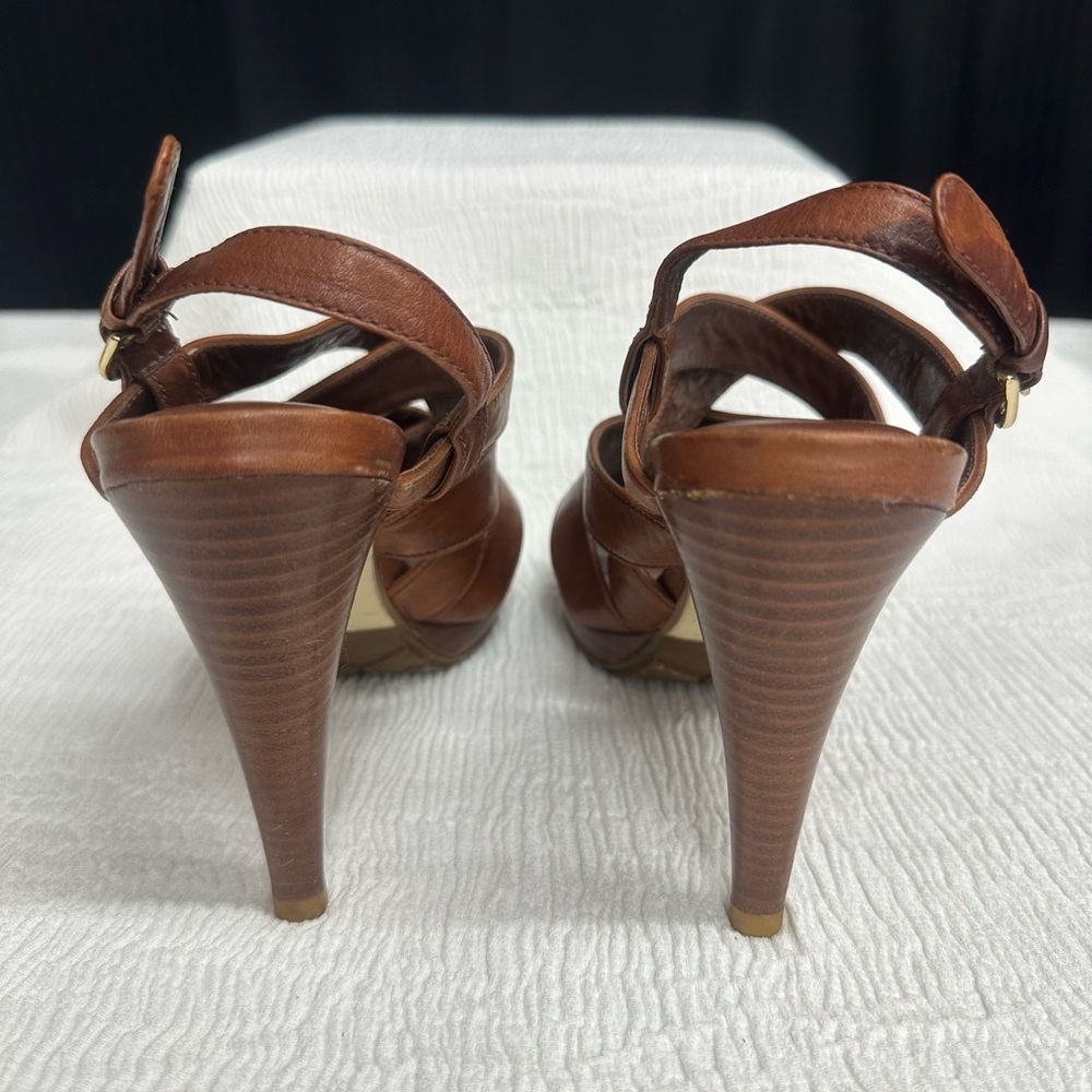 Cole Haan Women Brown High Heels US 5.5 Cognac Strappy Air - Picture 5 of 8
